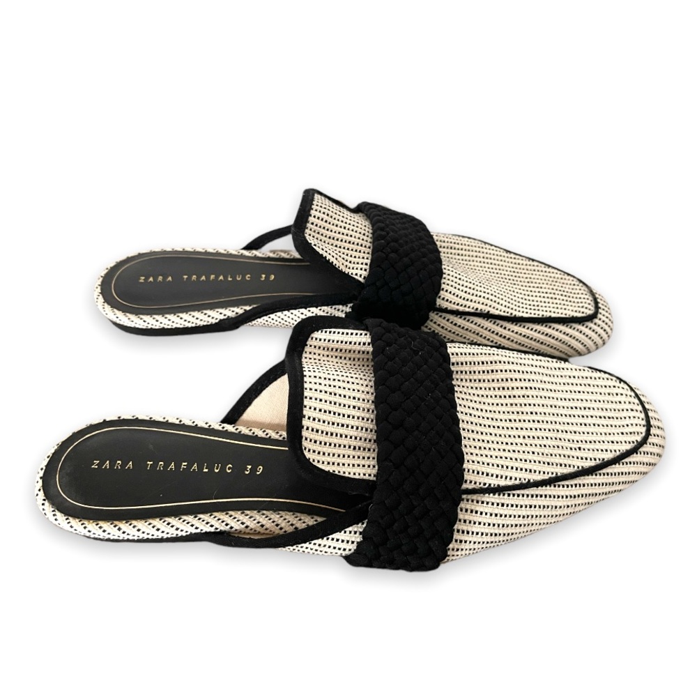 Zara Woven Loafer Mules Flats